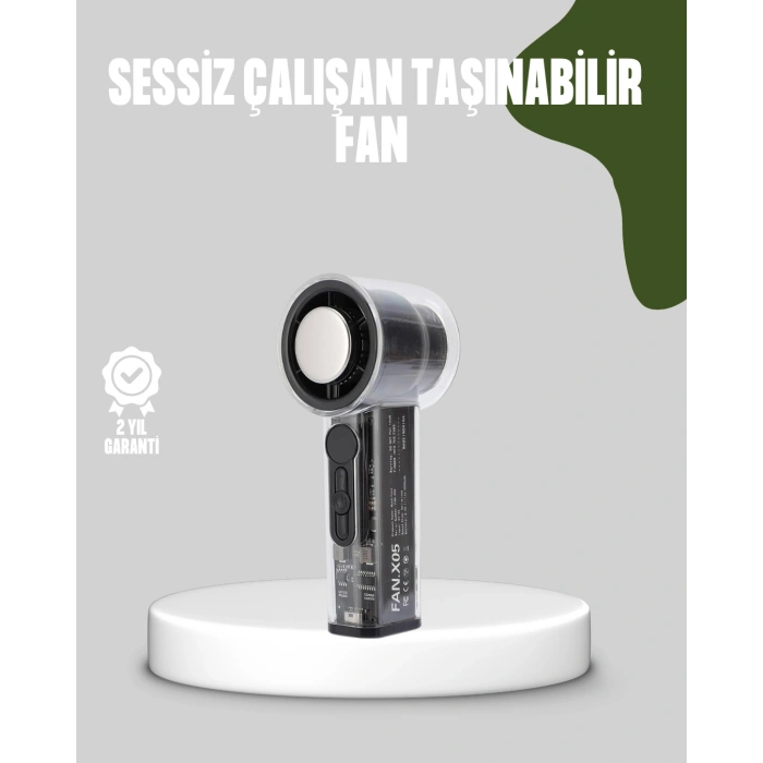 VipMarketim Dijital Ekranlı Şarjlı Mini Fan 100 Kademeli Hız Ayarı