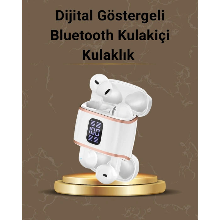 VipMarketim Dijital Göstergeli Bluetooth Kulakiçi Kulaklık – 4’lü Paket Gürültü Engellemeli