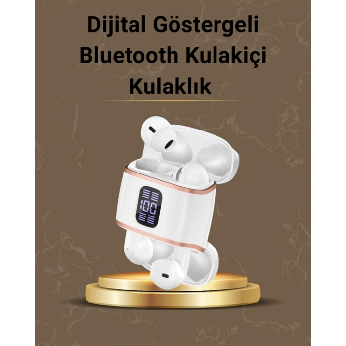 VipMarketim Dijital Göstergeli Bluetooth Kulakiçi Kulaklık – 4’lü Paket Gürültü Engellemeli