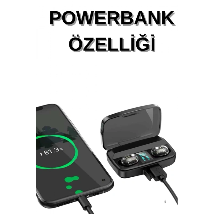 VipMarketim Dijital Göstergeli Bluetooth Kulaklık Kablosuz TWS Stereo Bluetooth 5.0