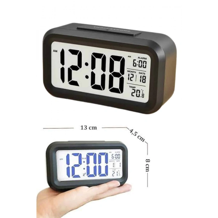 VipMarketim Dijital Masa Saati Termometre Takvim Led Ekran Pilli Ev Ofis Masası