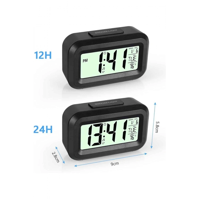 VipMarketim Dijital Masa Saati Termometreli Takvim Çalar Saat Led Ekran Pilli