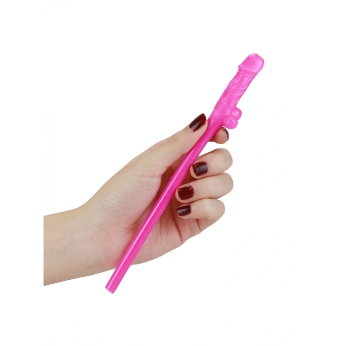 VipMarketim Dildo Şeklinde Pipet Kamış - Karışık Renkli 9 Adet