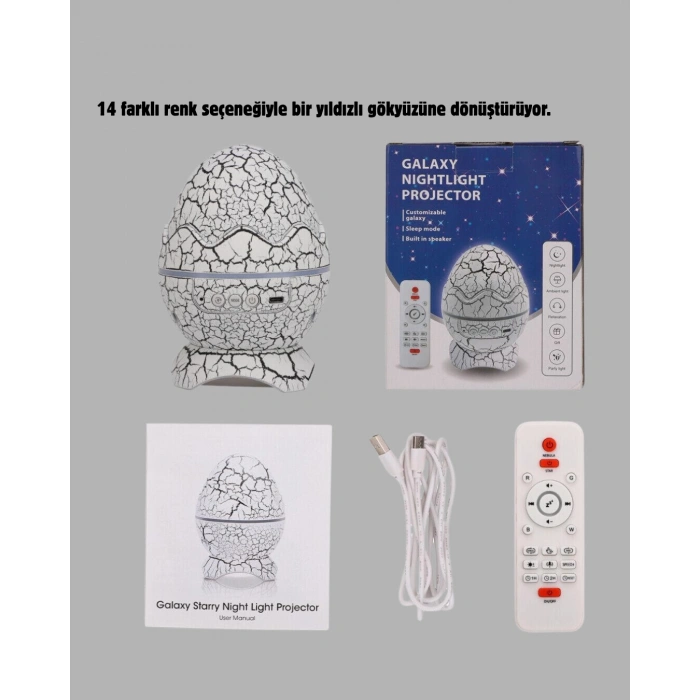 VipMarketim Dinozor Yumurta Gece Lambası Projektör – 14 Renk Seçeneği