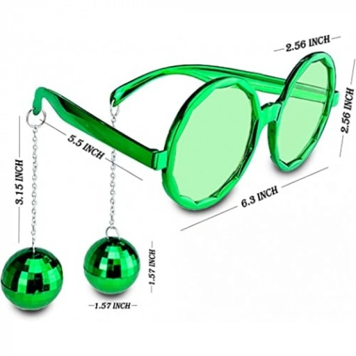 VipMarketim Disko Toplu Küpeli Parti Gözlüğü Yeşil Renk