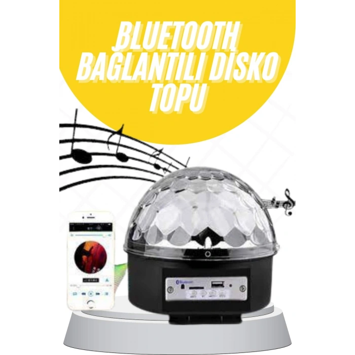VipMarketim Disko Topu Renkli Işıklı Lazer Parti Bluetooth Bağlantılı Led Küre