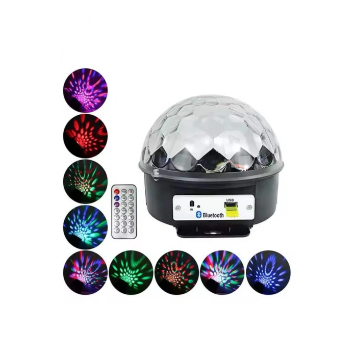 VipMarketim Disko Topu Renkli Işıklı Lazer Parti Bluetooth Bağlantılı Led Küre