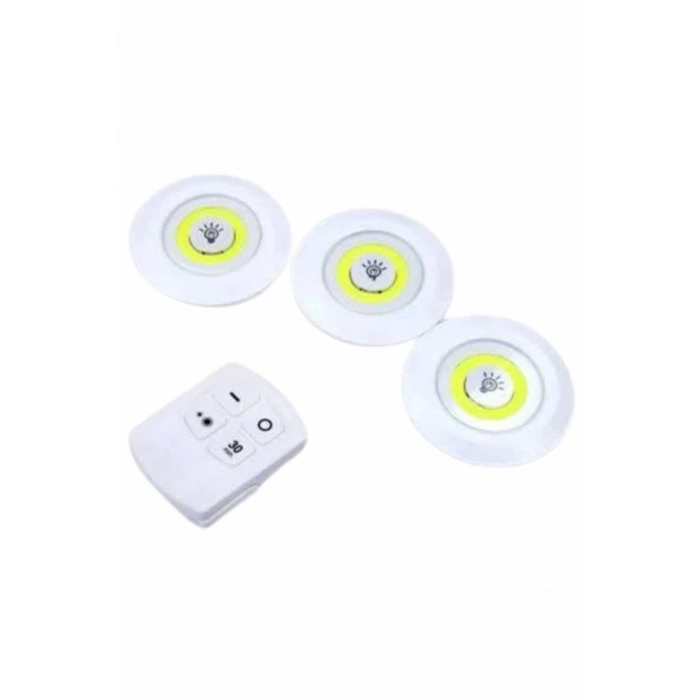 VipMarketim Dolap Işığı Mutfak Rafı Işığı Uzaktan Kumandalı 3 Lü Spot Led Lamba