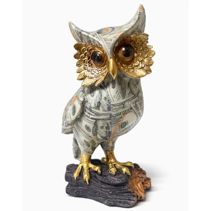 VipMarketim Dolar Baskılı Özel Tasarım Polyester Baykuş - 22x13 cm