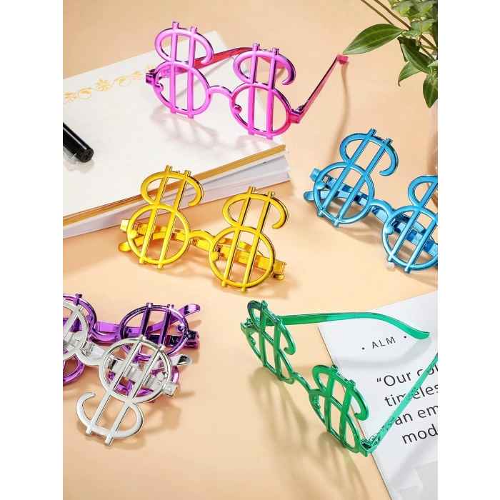 VipMarketim Dolar Şekilli Metalize Parti Gözlüğü 6 Adet