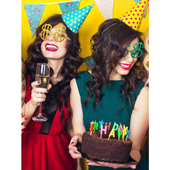 VipMarketim Dolar Şekilli Metalize Parti Gözlüğü 6 Adet