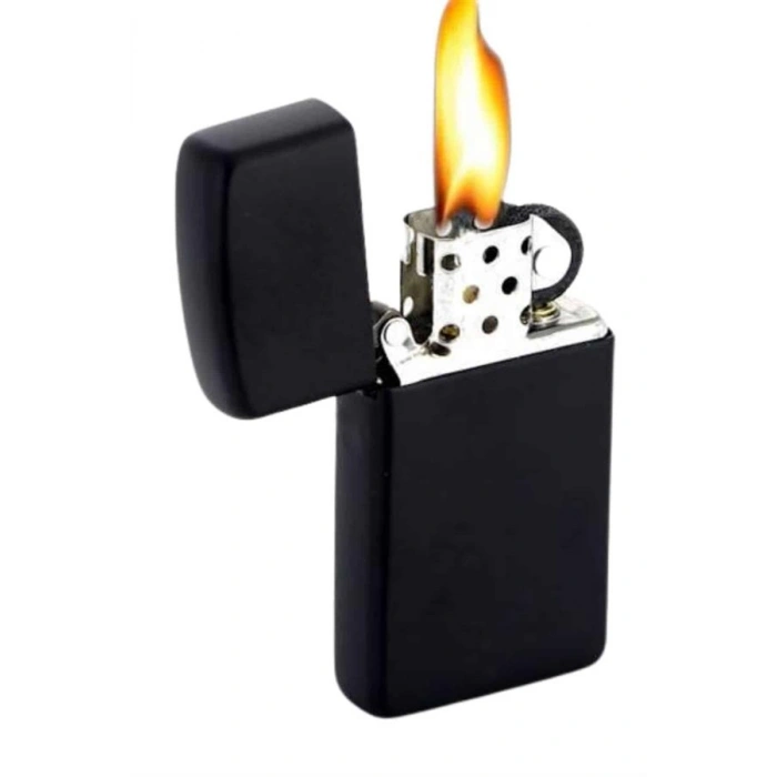 VipMarketim Doldurulabilir Siyah Benzinli Çakmak Metalik