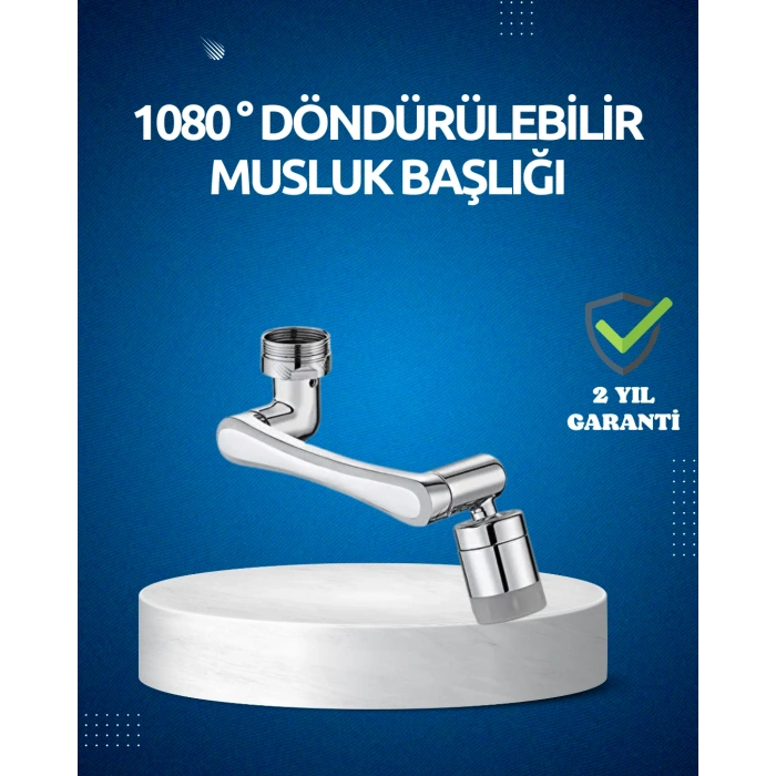 VipMarketim Dönen Musluk Başlığı 1080 Derece Ayarlanabilir Filtreli Sprey Uç