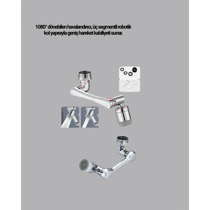 VipMarketim Döner Musluk Başlığı Çok Açılı Robotik Kol Su Tasarruflu