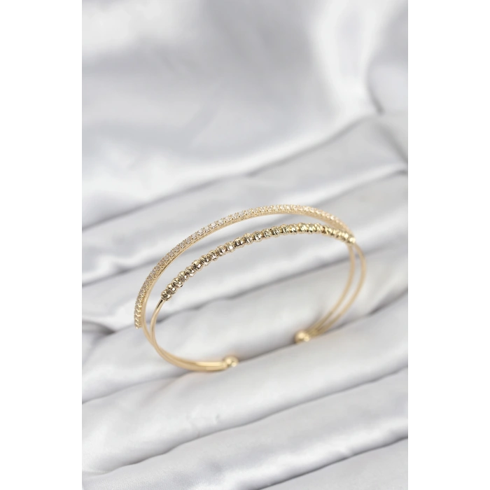 VipMarketim Dorika Model Pirinç Gold Renk Kadın Bileklik 5886