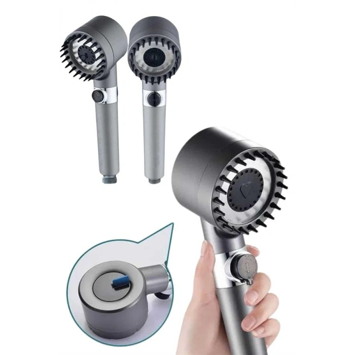 VipMarketim Duş Başlığı Profesyonel Masaj Başlıklı 3 Modlu Yeni Nesil Masaj Uçlu Su Tasarruflu