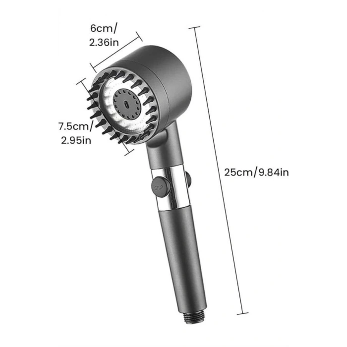 VipMarketim Duş Başlığı Profesyonel Masaj Başlıklı 3 Modlu Yeni Nesil Masaj Uçlu Su Tasarruflu