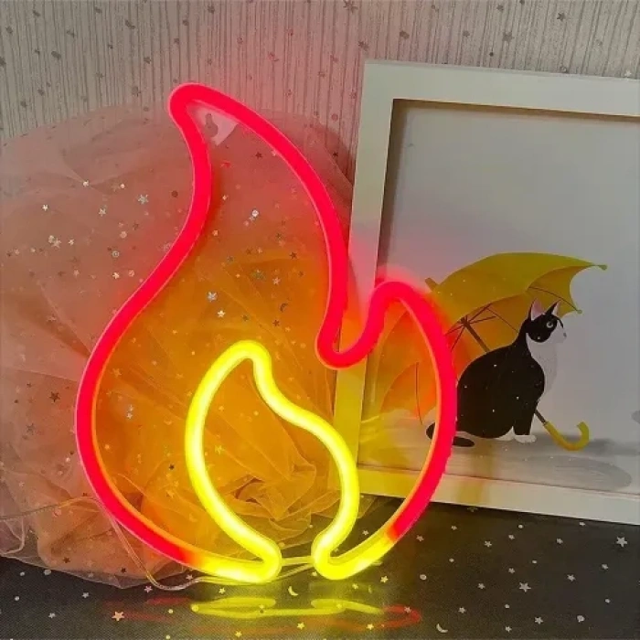 VipMarketim Duvara Asmalı Neon Alev Işık