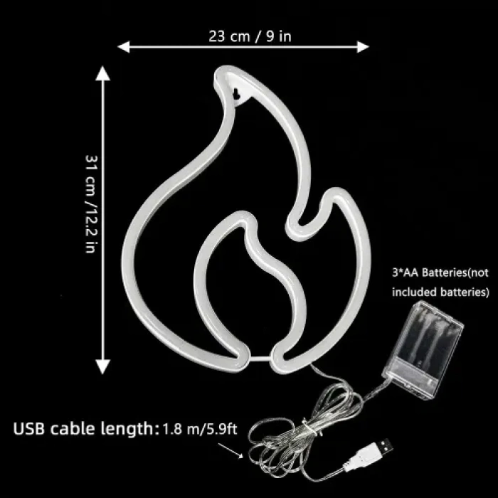 VipMarketim Duvara Asmalı Neon Alev Işık