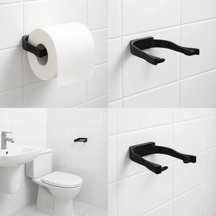 VipMarketim Duvara Monte Siyah Peçetelik Minimal Banyo Aksesuarı