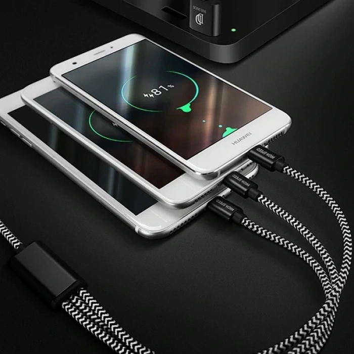 VipMarketim DUX DUCIS 3in1 Usb Type C-İPhone Ve Mikro Kopmaz Usb kablo Hızlı Şarj-(5775)