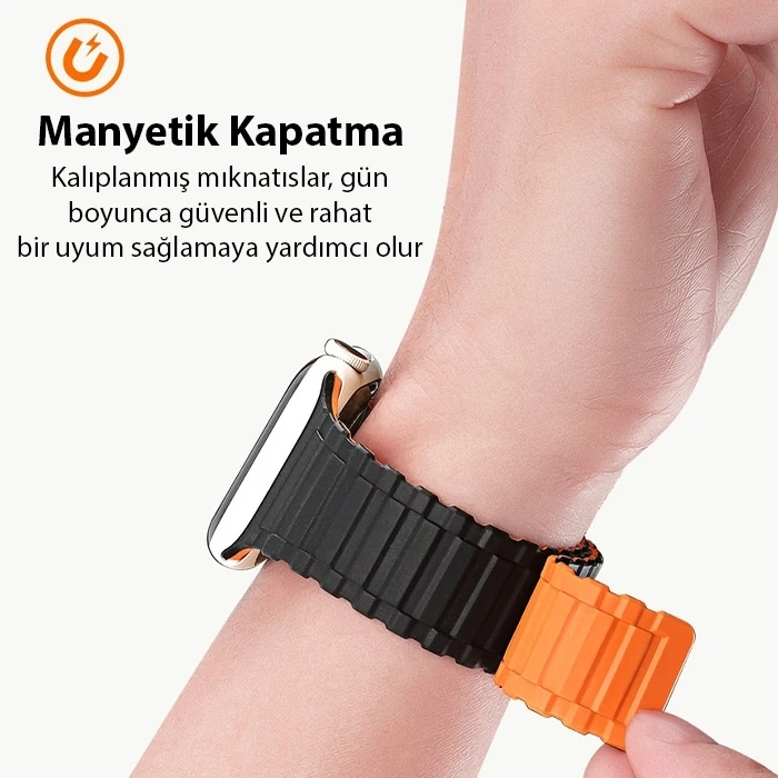 VipMarketim Dux Ducis Apple Watch 38/40/41MM için Manyetik Armor Silikon Kordon Kayış-(5775)