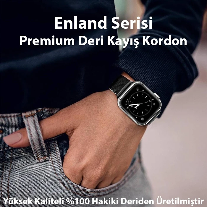 VipMarketim Dux Ducis Apple Watch 42/44/45MM için Enland Serisi Premium Deri Kayış Kordon-(5775)