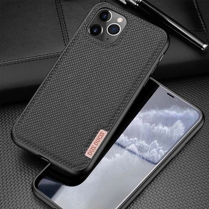 VipMarketim Dux Ducis Fino Serisi iPhone 11 Pro 5.8inç Kılıf Premium Dokuma Silikon Kılıf-(5775)