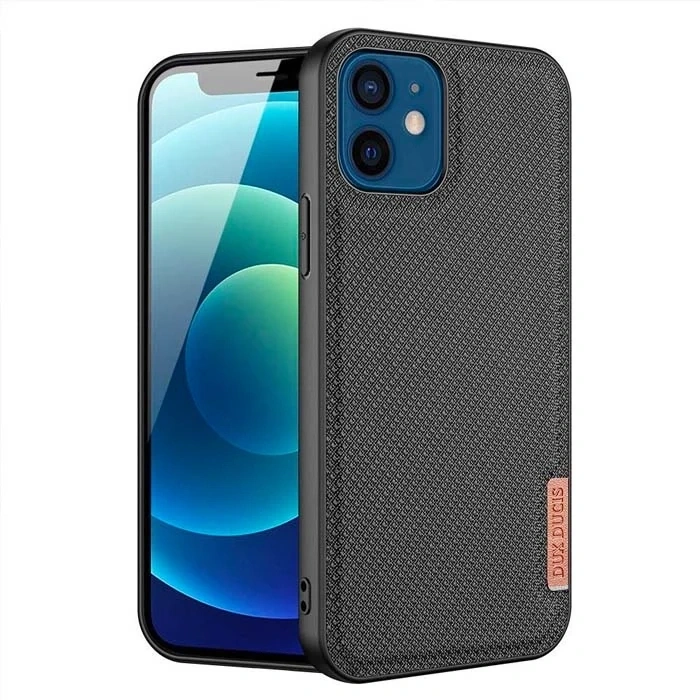 VipMarketim Dux Ducis Fino Serisi iPhone 12 -12 Pro 6.1inç Kılıf Premium Dokuma Silikon Kılıf-(5775)