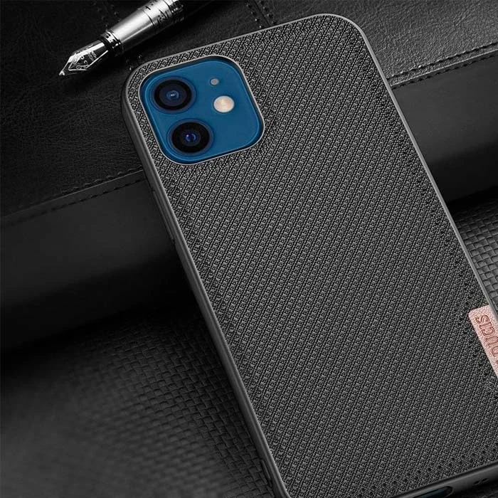 VipMarketim Dux Ducis Fino Serisi iPhone 12 -12 Pro 6.1inç Kılıf Premium Dokuma Silikon Kılıf-(5775)