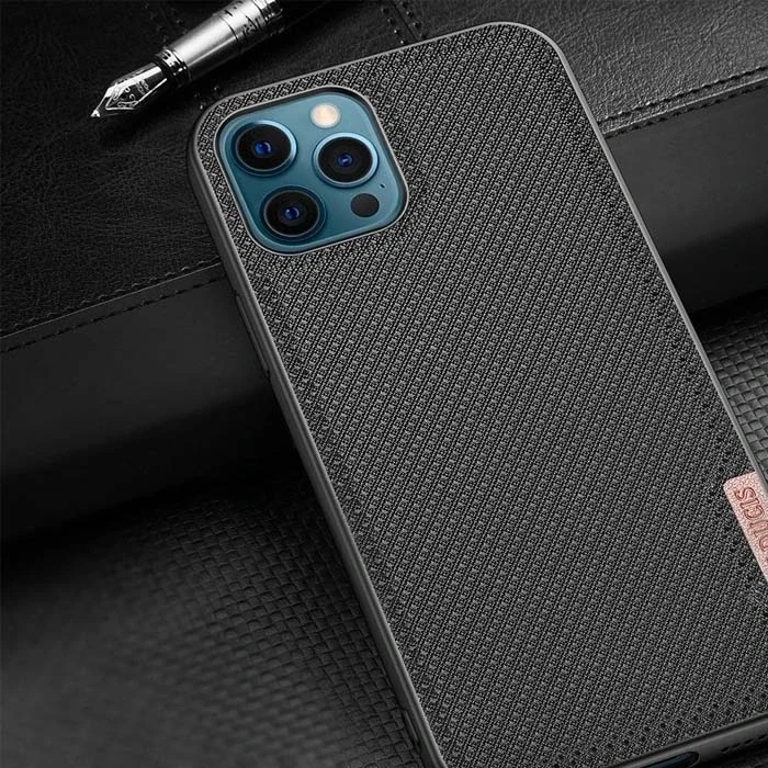 VipMarketim Dux Ducis Fino Serisi iPhone 12 Pro Max Kılıf Premium Dokuma Silikon Kılıf-(5775)