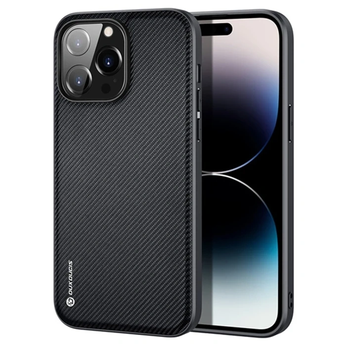 VipMarketim Dux Ducis Fino Serisi iPhone 14 Pro 6.1 inç Kılıf Premium Dokuma Silikon Kılıf-(5775)