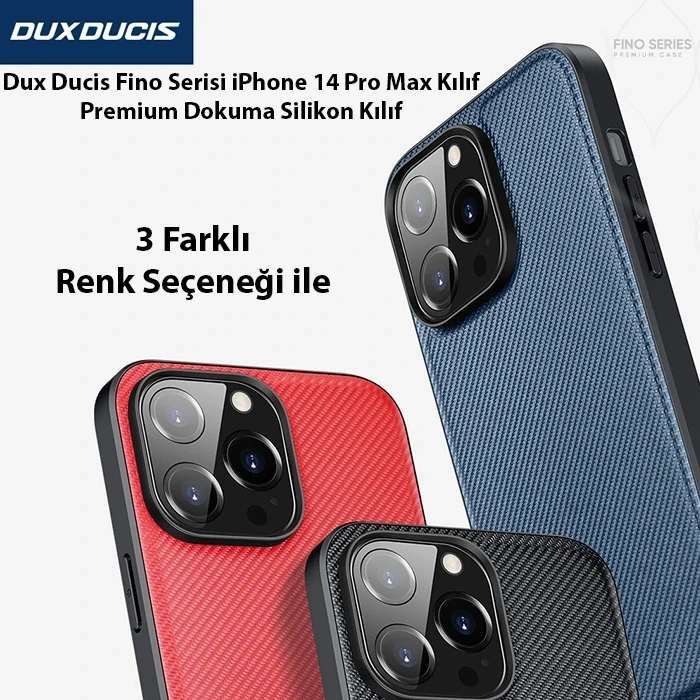 VipMarketim Dux Ducis Fino Serisi iPhone 14 Pro Max 6.7 inç Kılıf Premium Dokuma Silikon Kılıf-(5775)