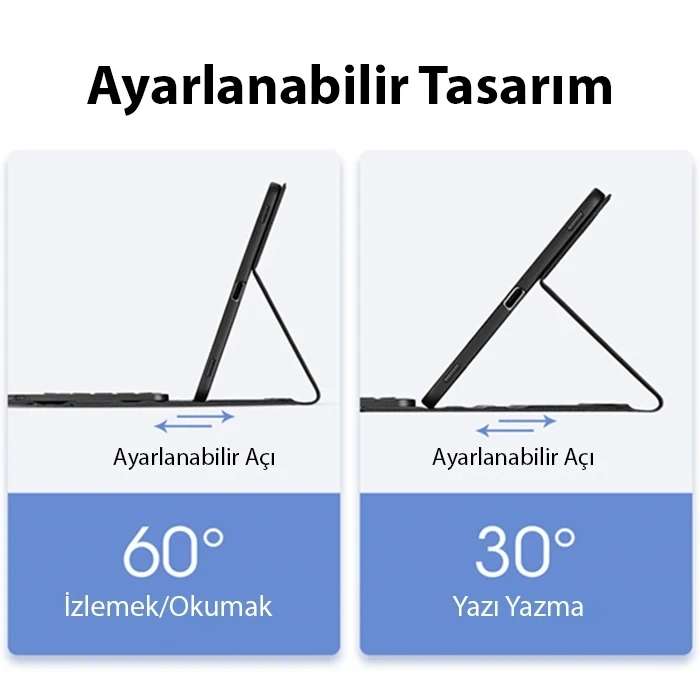 VipMarketim Dux Ducis iPad Air 4 / 5 / iPad Pro 11 (2020/2021/2022) TK Series Kablosuz Bluetooth Klavye Touchpad-(5775)