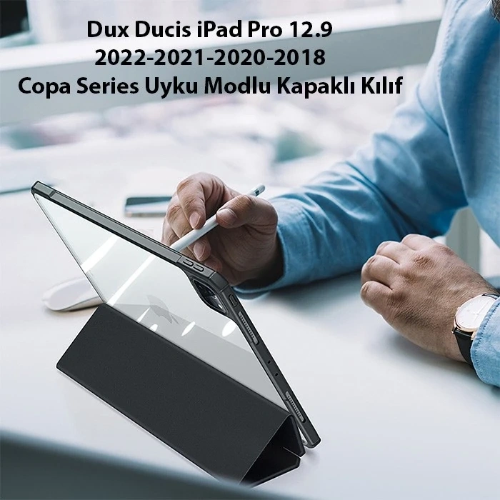 VipMarketim Dux Ducis iPad Pro 12.9 2022/2021/2020/2018 Kılıf Copa Series Uyku Modlu Kapaklı Kılıf-(5775)