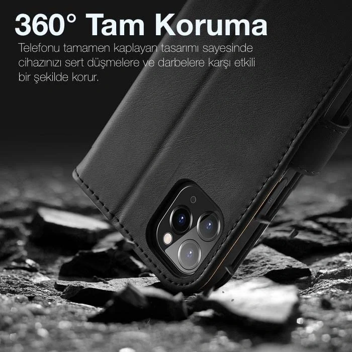 VipMarketim Dux Ducis iPhone 11 Pro Max Kılıf Mıknatıslı Cüzdanlı Deri Kılıf Hivo Series-(5775)
