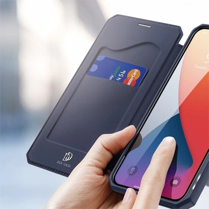 VipMarketim DUX DUCİS iPhone 12 Mini Kılıf Mıkantıslı Kapaklı Flip Cover Kılıf Skin X Series Flip Case-(5775)