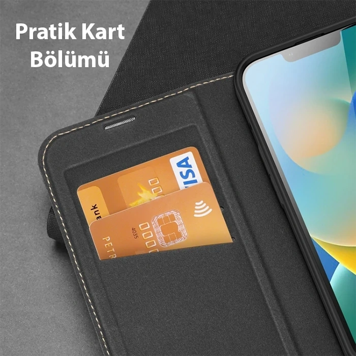 VipMarketim Dux Ducis iPhone 14 Plus 6.7 Kılıf Skin X PU Deri Manyetik Kapaklı Kılıf Magnetic Folio Case-(5775)