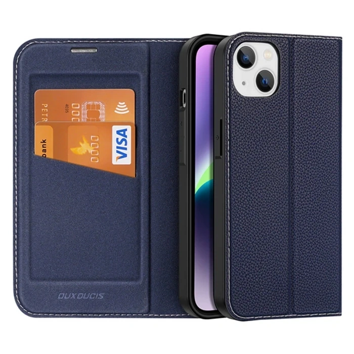 VipMarketim Dux Ducis iPhone 14 Plus 6.7 Kılıf Skin X PU Deri Manyetik Kapaklı Kılıf Magnetic Folio Case-(5775)