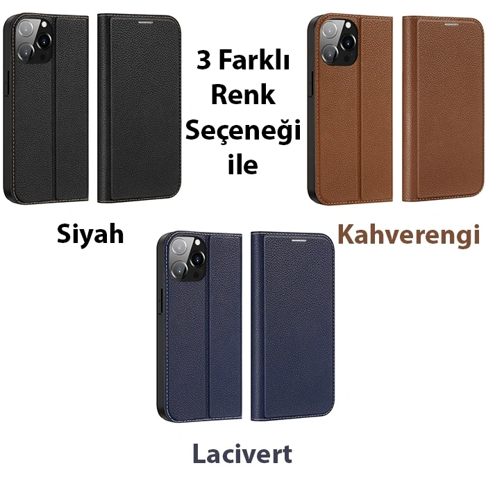 VipMarketim Dux Ducis iPhone 14 Pro 6.1 Kılıf Skin X2 Series PU Deri Manyetik Kapaklı Kılıf Magnetic Folio Case-(5775)