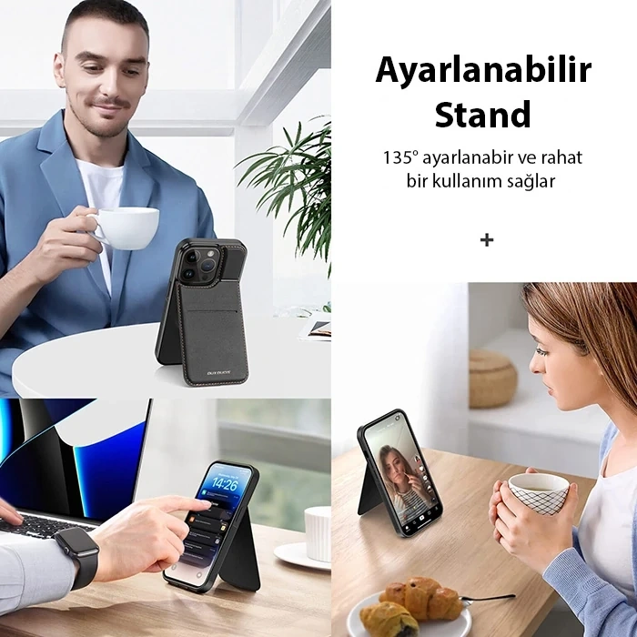 VipMarketim Dux Ducis iPhone 14 Pro Rafi Series MagSafe Premium Deri Kılıf-(5775)