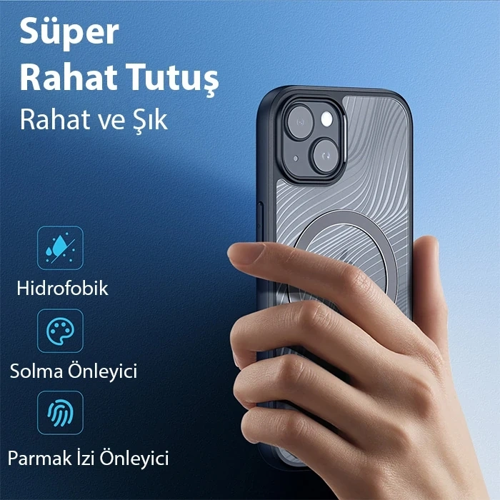 VipMarketim Dux Ducis iPhone 15 Aimo Series MagSafe Premium Buzlu Sert PC-TPU Kılıf-(5775)