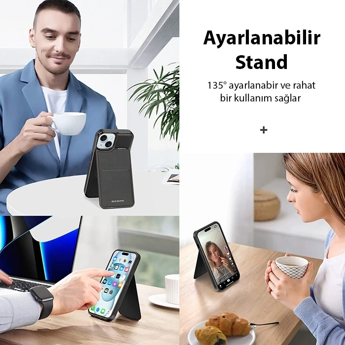 VipMarketim Dux Ducis iPhone 15 Rafi Series MagSafe Premium Deri Kılıf-(5775)