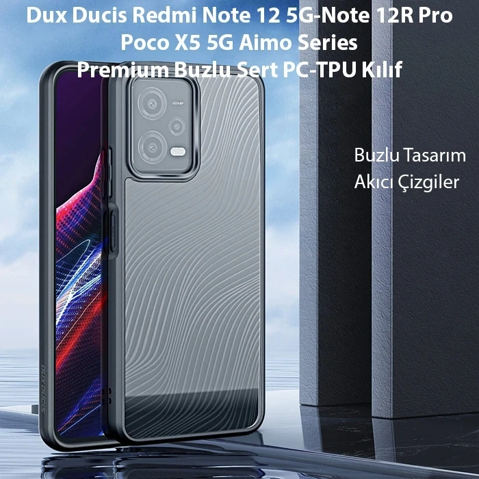 VipMarketim Dux Ducis Redmi Note 12 5G/Note 12R Pro/Poco X5 5G Aimo Series Premium Buzlu Sert PC-TPU Kılıf-(5775)