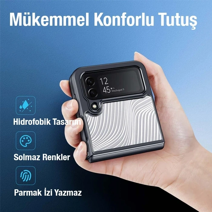 VipMarketim Dux Ducis Samsung Z Flip4 5G Aimo Series Premium Buzlu Sert PC-TPU Kılıf-(5775)