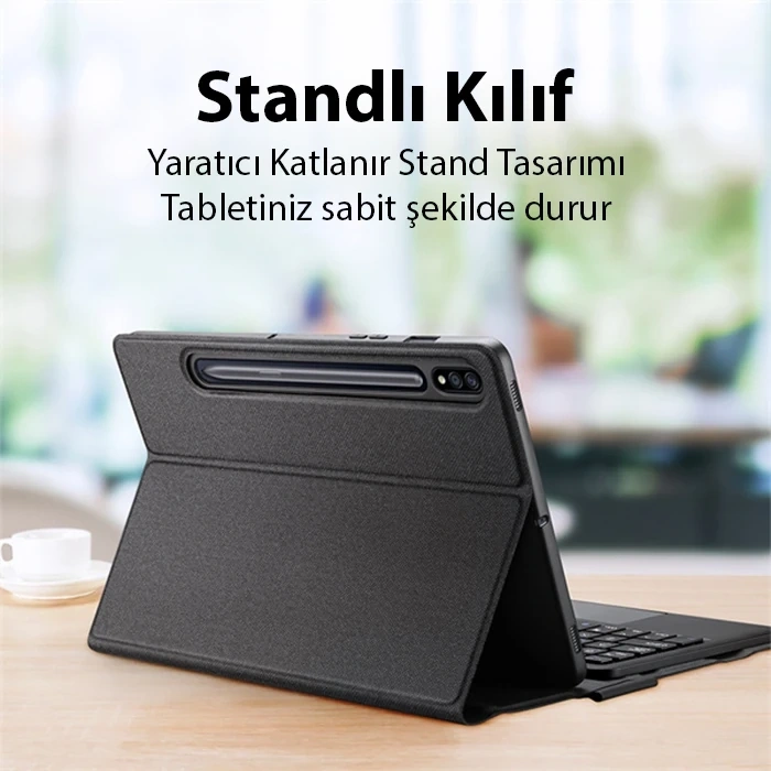 VipMarketim Dux Ducis SM Galaxy Tab S8/S7 Bluetooth Klavye Touchpad Kılıf X700-X706-T870-T875-T876B-(5775)