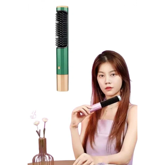 VipMarketim Düzleştirici Fırça Saç Düzleştirici Arada Fön Tarak Taşınabilir