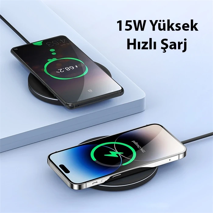 VipMarketim Duzzona W8 15W Masaüstü Wireless Hızlı Kablosuz Şarj Cihazı-(5775)
