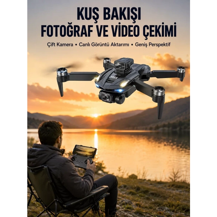VipMarketim Ekranlı Kumandalı Katlanabilir Kamera Drone Hobi ve Günlük Kullanım