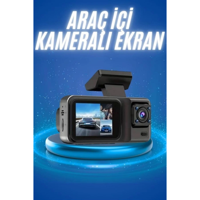 VipMarketim Ekranlı Sürüş Kaydedici DVR Ön ve Arka Kameralı Full HD Çözünürlüklü